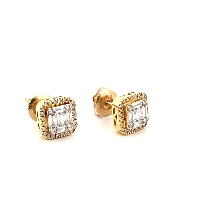 Aretes Diamantes 14K A Diamante 0.43CT Weight 2.24G