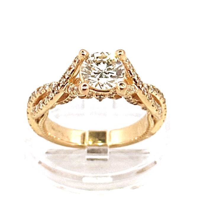 Anillos Compromiso 14K A 1.2 Ct Centro 1.05 Banda Size 6.5 Weight 5.7g