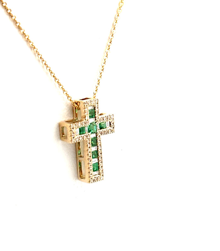 Cadena Diamantes 14K A Diamante 0.18CT Size 16'' Weight Esmeralda 0.20CT